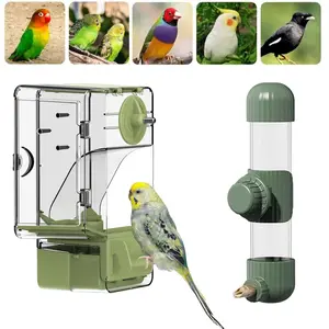 Automatic Bird Feeder And Water Dispenser Set, Bird Cage Feeder with Perch Multi-Functional Holder for Fruits Vegetables for Parakeet Canary Cockatiel Finch