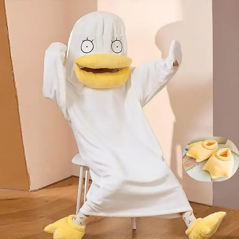 Duck Onesie Pajamas Blanket Elizabeths Duck Cosplay Costume Jumpsuits Winter Flannel Halloween Adult Cartoon Hooded Pajamas