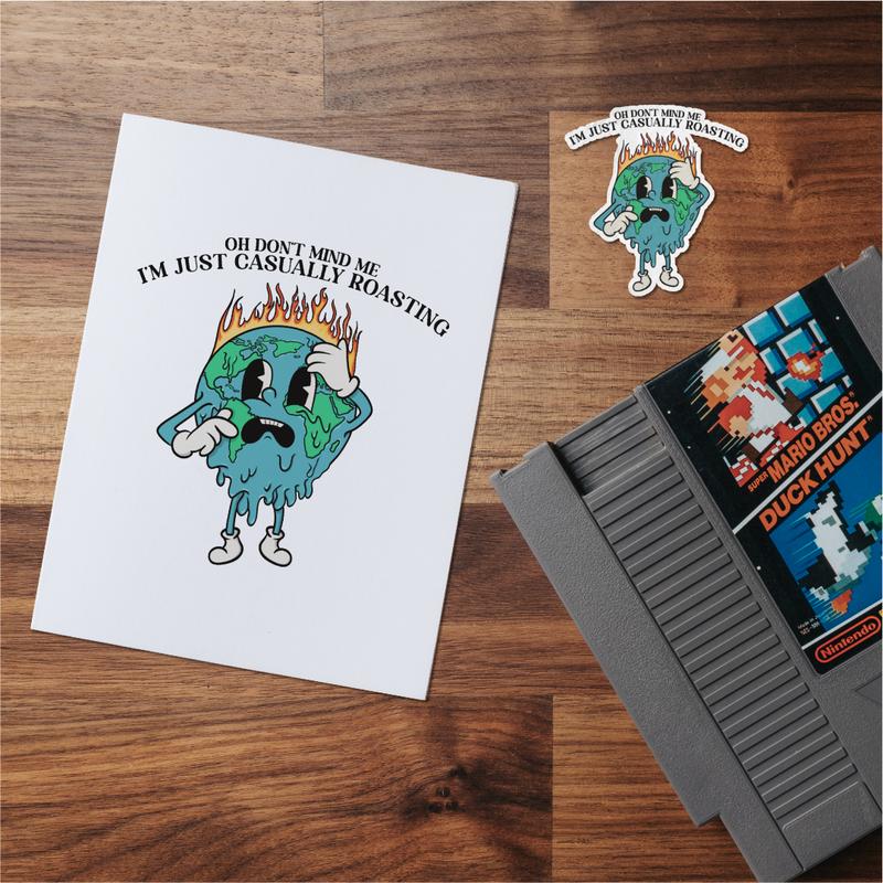 Casually Roasting - SkateBuddy Greeting Card | humor card | Birthday | Sticker | For Her | For Him | Earth | Climate Change | Dark Humor