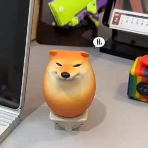 New Creative Shiba Inu Realistic Egg Shape PVC Desk Decor Dog & Egg Union Decorations For Home Offices Fun Christmas Gift