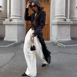 2025 Autumn Winter New Women's Fashion Trendy Street Style Lace Patchwork Cardigan Blazer