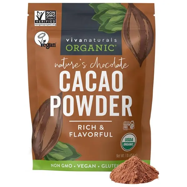 Organic Cacao Powder, Unsweetened, 1 lb (454 g) – Rich Dark Chocolate Flavor, Perfect for Baking, Smoothies & Hot Chocolate – Vegan, Keto, Paleo, Non-GMO & Gluten-Free Cocoa Powder