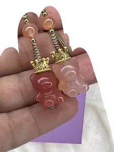 Agate Teddy Bear Crystal Stone Phone Straps & Charms for Smartphones - Cellphone