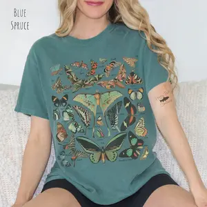Vintage Butterfly & Moth TShirt, Cottagecore Aesthetic  Shirt, Gift For Her, Nature Lover Tee, Boho Clothing, Botanical Outfit
