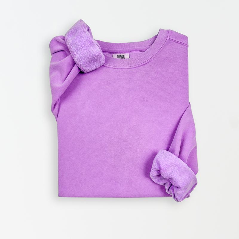 Comfort Colors Women's Lightweight Sweatshirt 1466 - Long Sleeve Lavender Top for Everyday Wear
