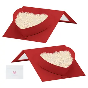 Red Heart Shaped Gift Boxes with Clear Lids Cardboard Heart Boxes for Flowers, Chocolates, Large Box for Flower Arrangements and Valentine’s Day Presents
