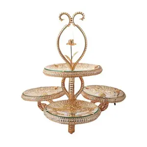 Golden Cake Stand - Cake Fruit Dessert Display Stand - 5 Layers Standing Metal stand Adjustable Organiser Racks Bling Shelf Wedding