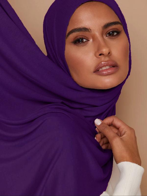 Women's Dopamine Fashion Color Palette Headscarf Turban Hijab, Soft Jersey Material, Elastic Design, Suitable for All Occasions, Plain Pattern