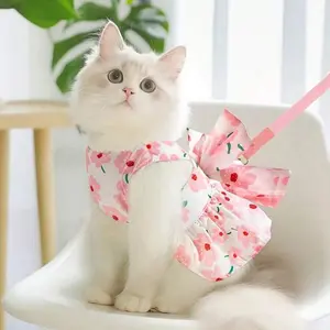 Pet Kitty/Puppy Princess Style Leash Dress, Suitable For Munchkin, Ragdoll, Scottish Fold, Poodle, Samoyed, With Attached Leash