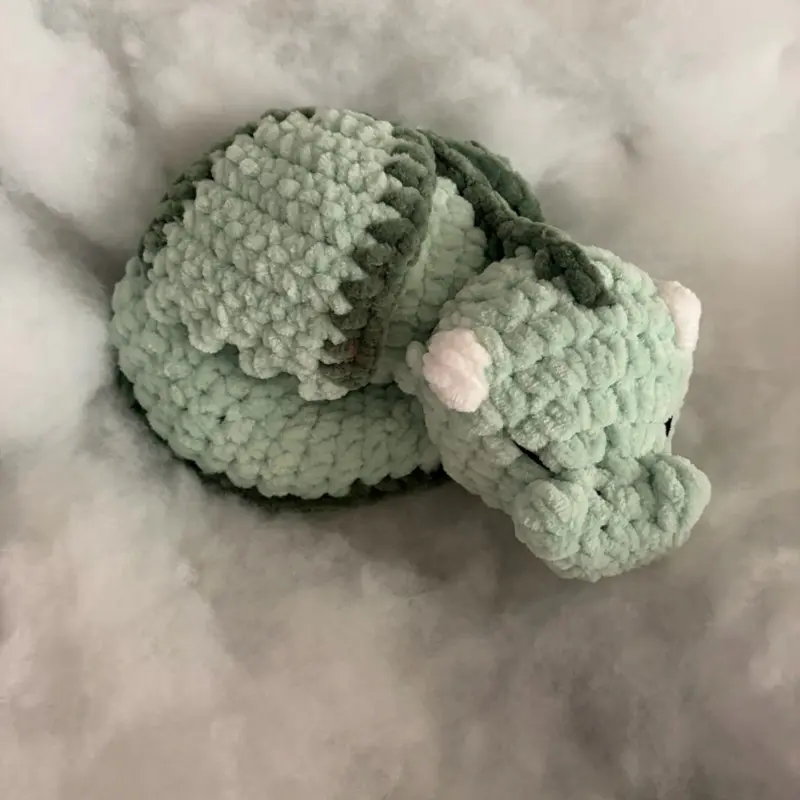 Crocheted Sleepy Dragon Plushie-Green