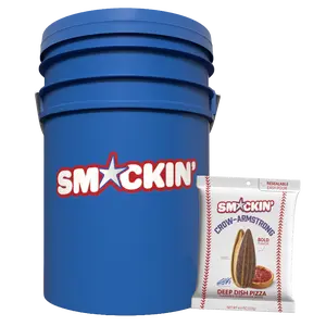 SMACKIN' Sunflower Seeds Pete Crow-Armstrong Bucket - 10 Bags of PCA Deep Dish Pizza (4 oz.) + 4 Bags of Core Flavors (1..5 oz.)