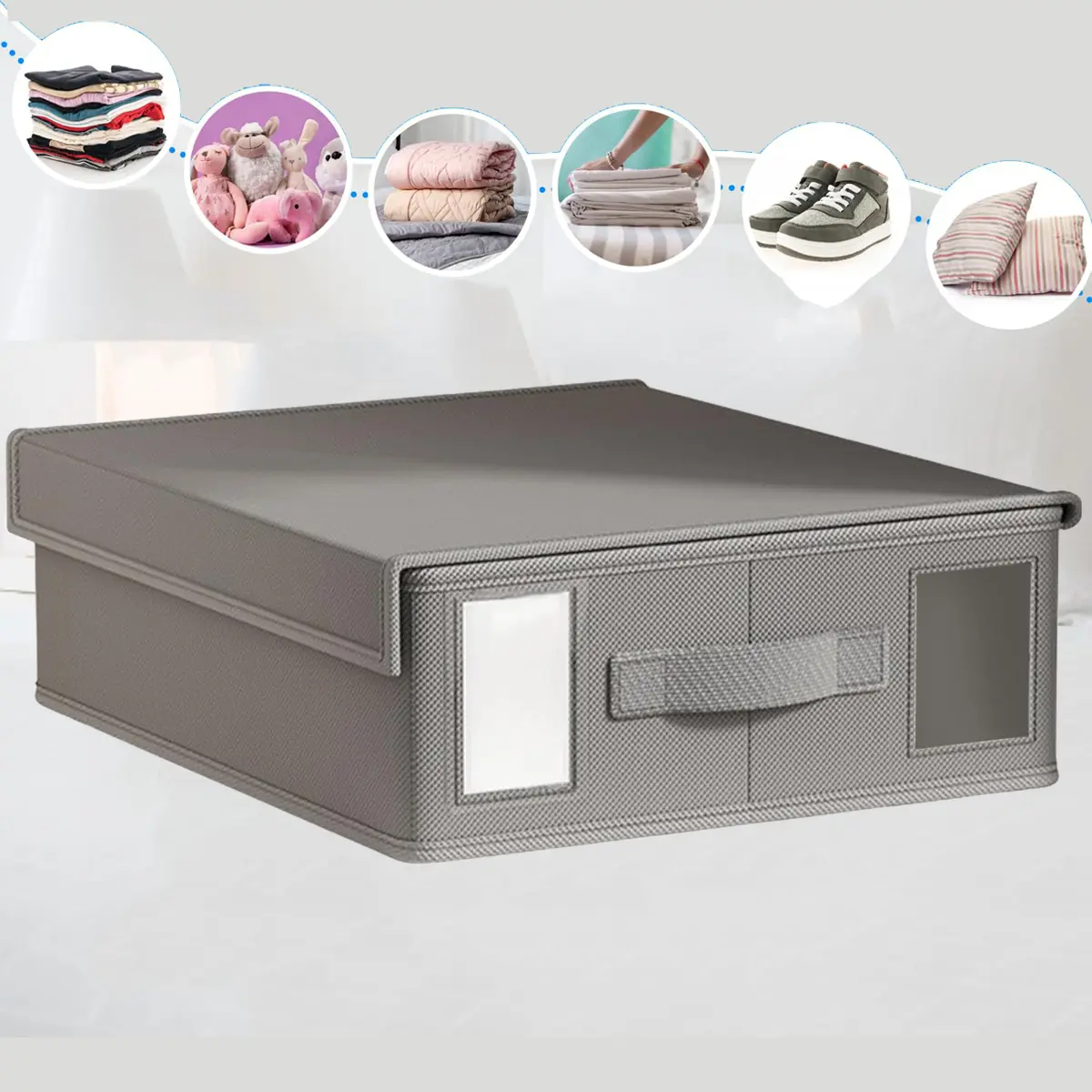 Bed Sheet Organizer,Foldable Bed Sheet Set Organizers and Storage,Sheet Folder Organizer for Linen Closet,Bedsheet Storage Organizer with Window and Label