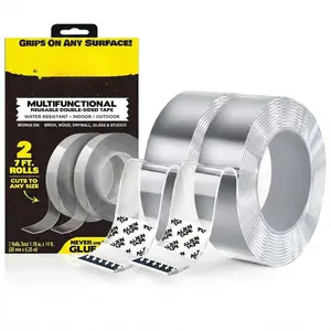 Heavy Duty Double Sided , Nano ,  Clear Adhesive  for Poster Photo Wall Decor As Seen  TV, (2 Rolls - 14 )