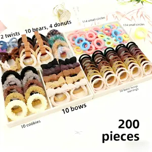 200 piece hair accessory family photo set, featuring soft and cute teddy bears, sweet bows, and multiple styles, perfect for daily hair styling and accessories