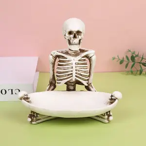 Halloween Gift Skeleton Head Decorative Storage Organizer, Entrance Key Storage Box for Home Decor, Unique and Fun Halloween Accessory
