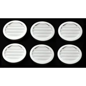 2.5" Round Plastic Louver Soffit Air Vent Reptile Screen Grille Cover (6, White)