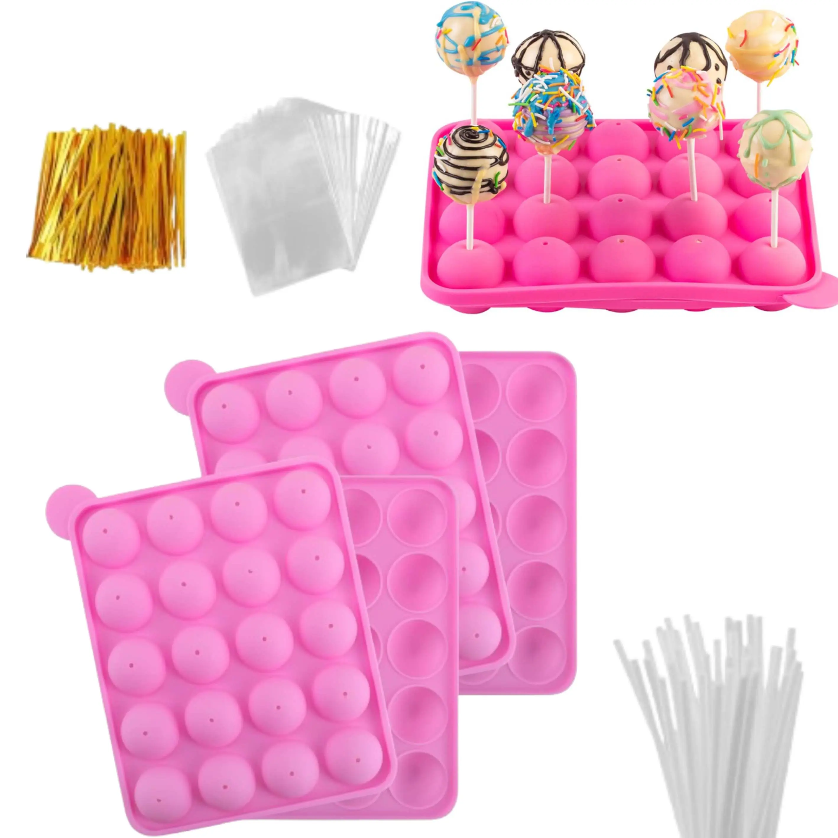 1Set Round Silicone Mold for DIY Chocolate, Candy & Baking - Easy Release Non-Stick Dessert Molds for Lollipops, Cake Pops, Truffles - Reusable Baking Tool for Home & Kitchens, Chocolate Molds, Candy Making