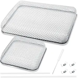 (2 Pack Rectangular) RV Furnace Vent Cover, RV Bug Screen, Stainless Steel Rv Insect Screen with Installation Tool and Silicone Rubber for RV Stove Vent, Heater Vent
