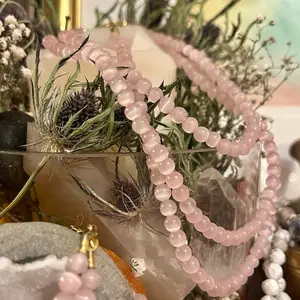 Lunar Enchantment Pink Moonstone Necklace & Bracelet Set 14”-16”