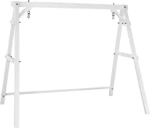 VINGLI Heavy Duty 660 LBS Wooden Swing Frame with Extra Bottom Connection Board, Upgraded A-Frame Porch Swing Bench Stand for Indoor & Outdoor (White)