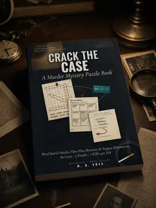 Crack the Case A Murder Mystery Puzzle Book: Word Search Puzzles, Floor Plan Mysteries & Suspect Elimination, 80 Cases · 3 Puzzles · 1 Killer per File