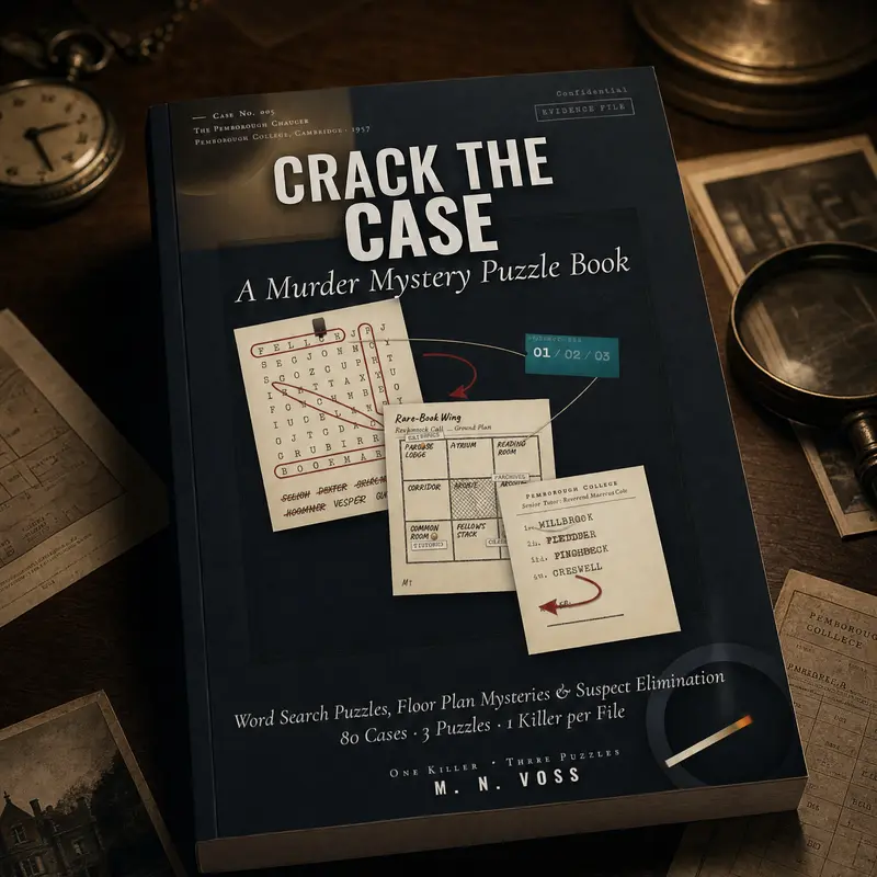Crack the Case A Murder Mystery Puzzle Book: Word Search Puzzles, Floor Plan Mysteries & Suspect Elimination, 80 Cases · 3 Puzzles · 1 Killer per File