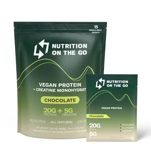Vegan Protein Powder with Creatine - 20g Protein, 5g Creatine - Single-Serve Packets for Travel, On-The-Go, Gym, Dairy-Free, Gluten-Free, All-Natural