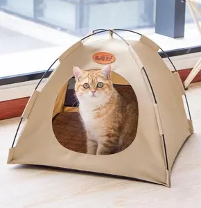 Foldable Pet Tent with Mat - Indoor & Outdoor Cat House for Cats & Small dogs  - Easy Assembly & Storage - Durable Tent Fabric - Ideal for Travel & Camping - Litter Box Enclosure