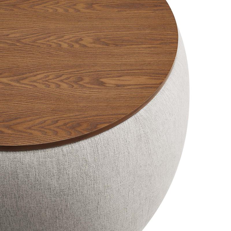 Modway Perla Upholstered Fabric Storage Ottoman in Ivory Fabric