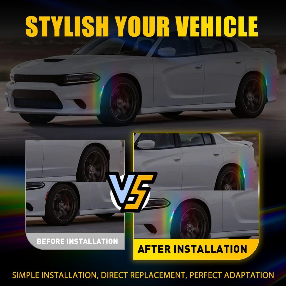 For Dodge Charger 2015-2023 RGB LED Side Marker Lights w/ Remote Control SMOKED4