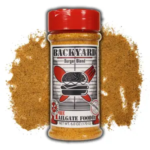 The Tailgate Foodie Backyard Burger Blend - Bold Seasoning for Juicy Flavor-Packed Burgers - 6 oz Bottle - Spice Salt Taffy - Grill Master & Burger Lover's Essential - BBQ Recipe QR Code Included