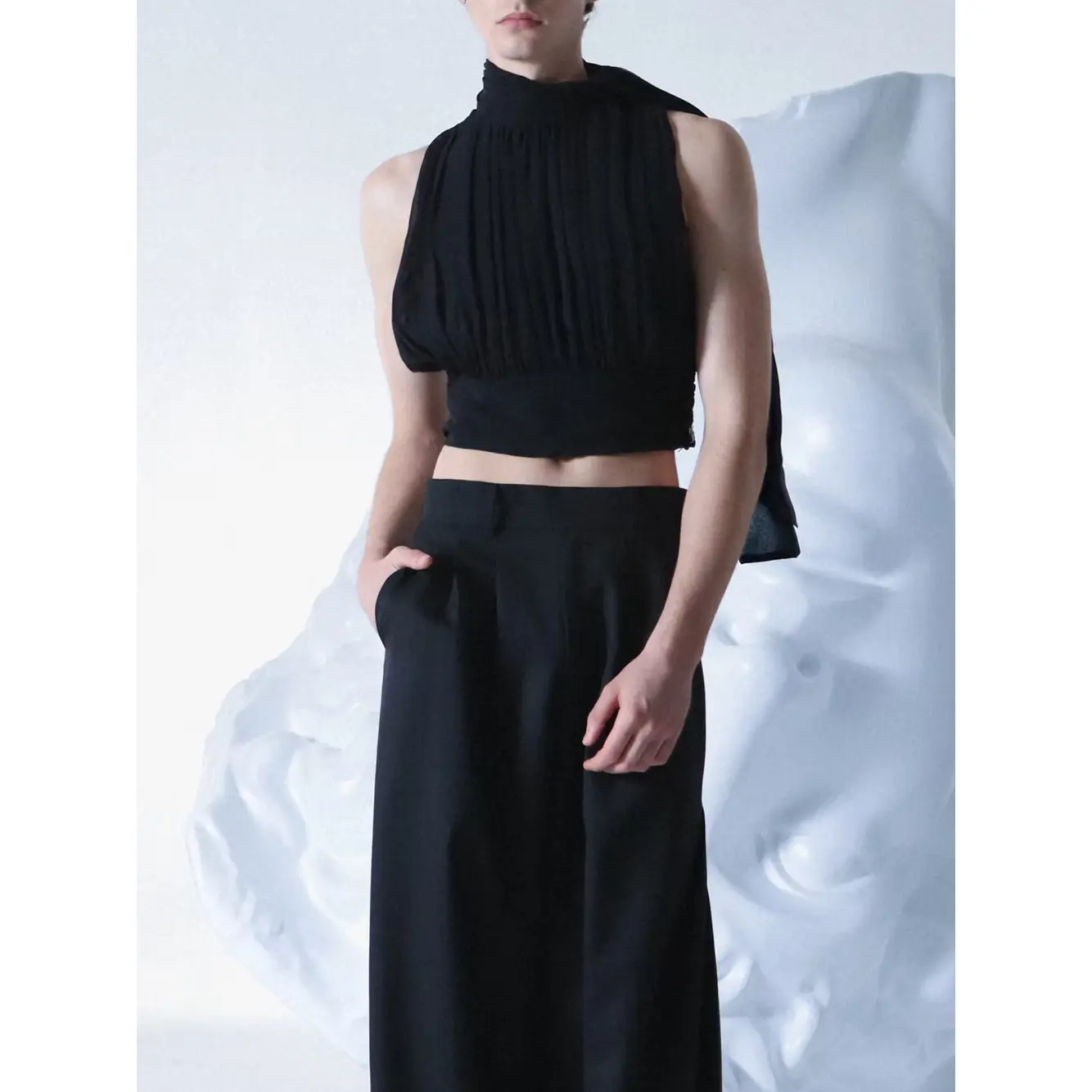 Black Silk Chiffon “Artemis” Top