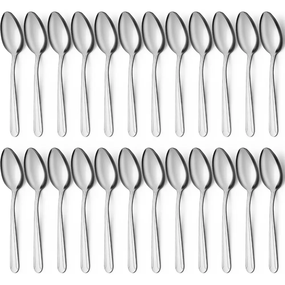 24 Pieces Spoons Set, 7.5 Inchs Spoons Silverware, Stainless Steel Spoons, Dinner Spoons, Mirror Polished Tablespoons, Dishwasher Safe, Silver Spoons For Home,Restaurant