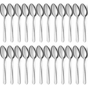 24 Pieces Spoons Set, 7.5 Inchs Spoons Silverware, Stainless Steel Spoons, Dinner Spoons, Mirror Polished Tablespoons, Dishwasher Safe, Silver Spoons For Home,Restaurant