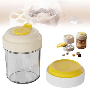 Portable Iced Coffee Cup with Ice Tray – Reusable Ice Cup, Quick Release Lid, One-Press Release for Cold Drinks, Coffee, Juice, Ideal for Office, Home (Yellow)