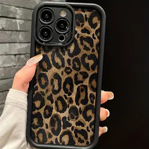Leopard Print Pattern Case Suitable for IPhone 17 16 15 14 Pro Max 13 12 11 Air XR XS Plus Shockproof Full Camera Protection Durable Slim Silicone Cover Gifts for Women Men Girls Boys