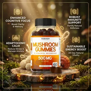 Mushroom Gummies 10 in 1 Blend (60 Gummies with Lions Mane, Cordyceps, Reishi & More Functional Mushrooms) Focus & Brain Gummy Mushroom Supplement - Vegan Safe & Third Party Tested - USA Made