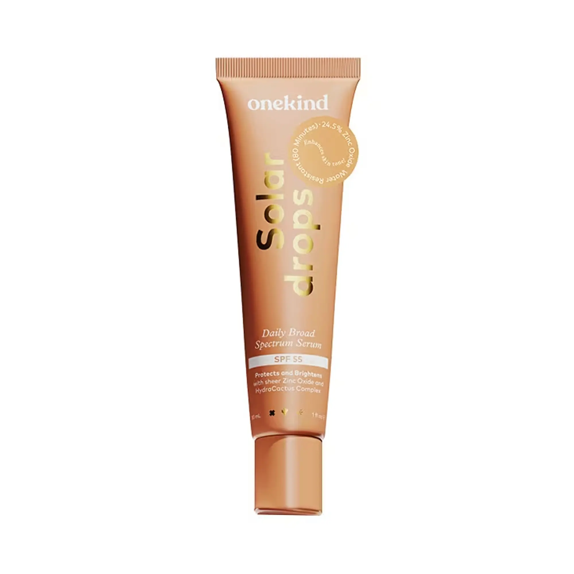 Onekind Solardrops Daily Broad Spectrum SPF 55 Serum - Lightweight, Gentle, Radiant-Finish Formula for Evening Discoloration Correction, Brightening, Hydrating, Sensitive, Sunscreen Everyday, Hyperpigmentation Treatment, Anti Aging, Zinc Oxide, Radiant Sk