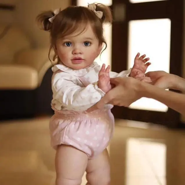 26in Handmade Lifelike Reborn Baby Doll Complete Set | Realistic Newborn Doll, Silicone Vinyl Soft Body, Hand-Rooted Brown Hair, Natural Painted Veins, Includes Birth Certificate, White Shoes & Socks, Collectible Toy, Ideal Birthday Gift for Girls & Kids