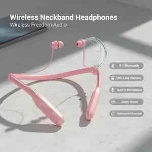 MZYJBL Wireless Neckband In-Ear Headphones, 5.1 Bluetooth, Ultra-Long Playtime, Built-In Microphone, Stereo Sound, Magnetic Design, Waterproof Function