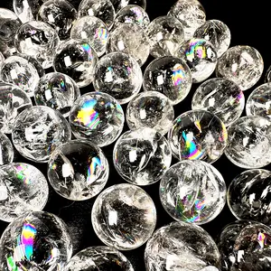 10 counts bulk natural mini rainbow clear quartz sphere healing reiki crystal small size 1.8-2.2cm ball folk crafts