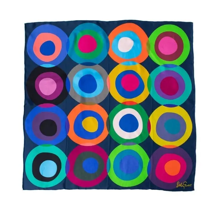 Lillian Silk Twill Fashion Scarf - Circles Navy *Final Sale*