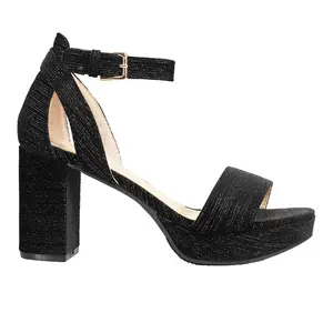 CL by Laundry Womens Gaily Block Platform Dress Sandals High Heel 3" & Up - Black