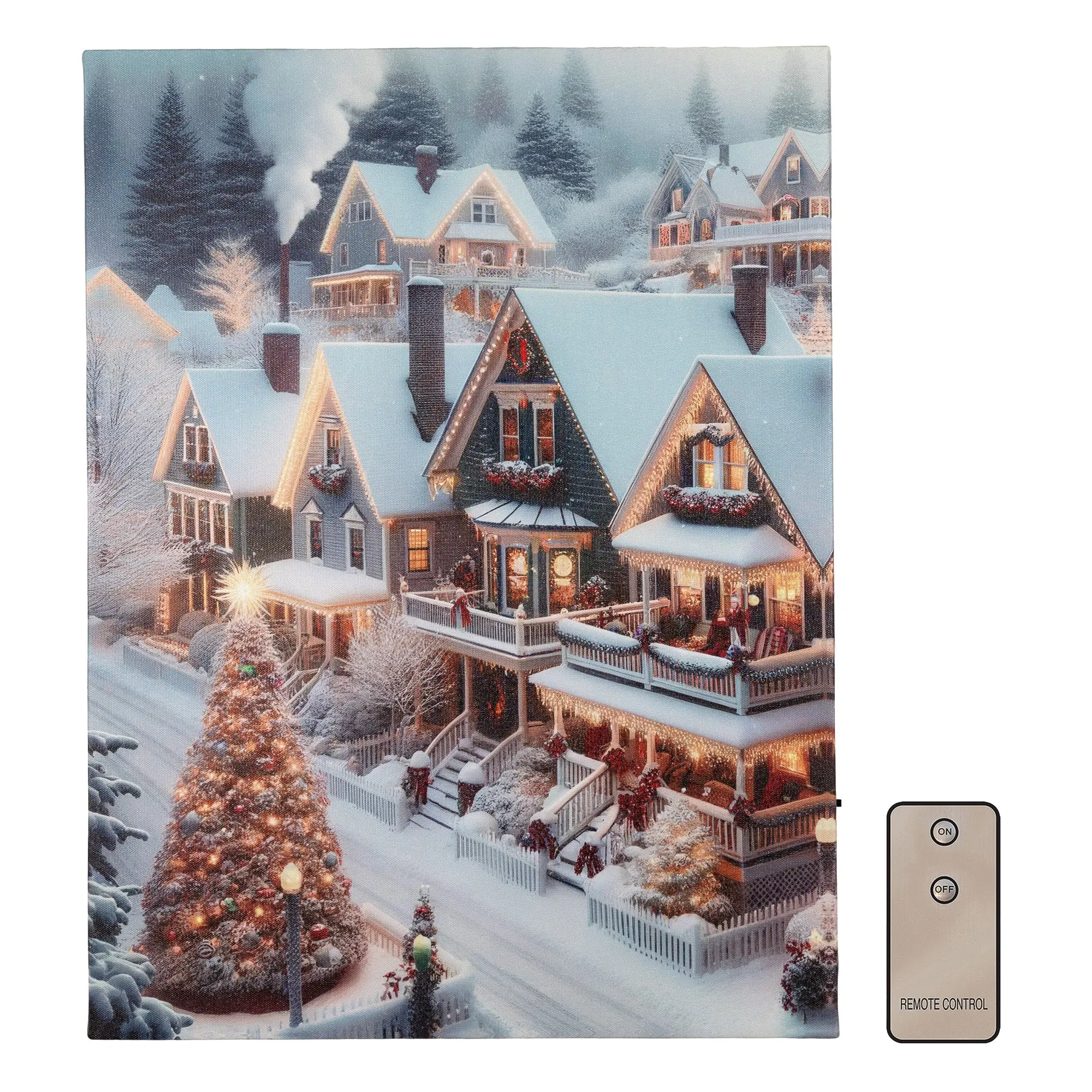 LumaBase Cordless Dry Battery Power LED Mood Light Print Wall Art - Wall Mounting Room Decoration, Remote Control Included, Warm White Indoor Lights