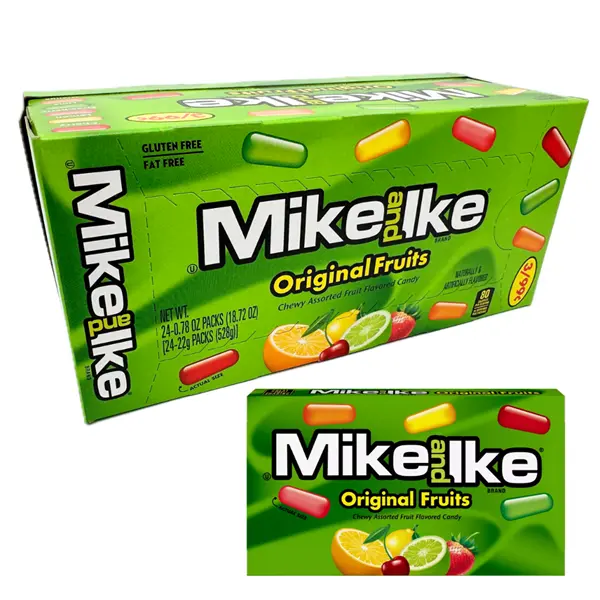 MIKE AND IKE Candy Pack REGULAR - 24 x 0.78 oz Boxes, Low Fat Fruity Mix Cherry Flavor Gummy Snacks, 12-Month Shelf Life, Includes Candy Bag, Candy Mixed Flavors, Chewable Gummies