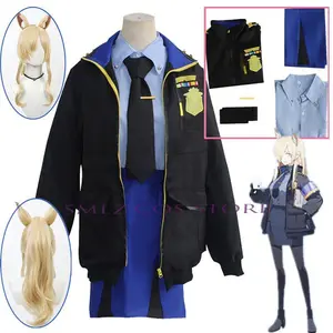 Game Ogata Kanna Cosplay Anime Blue Archive Costume Suit Blue Uniform Coat SKIRTS Halloween Party Role Play Outfit Wig for Woman