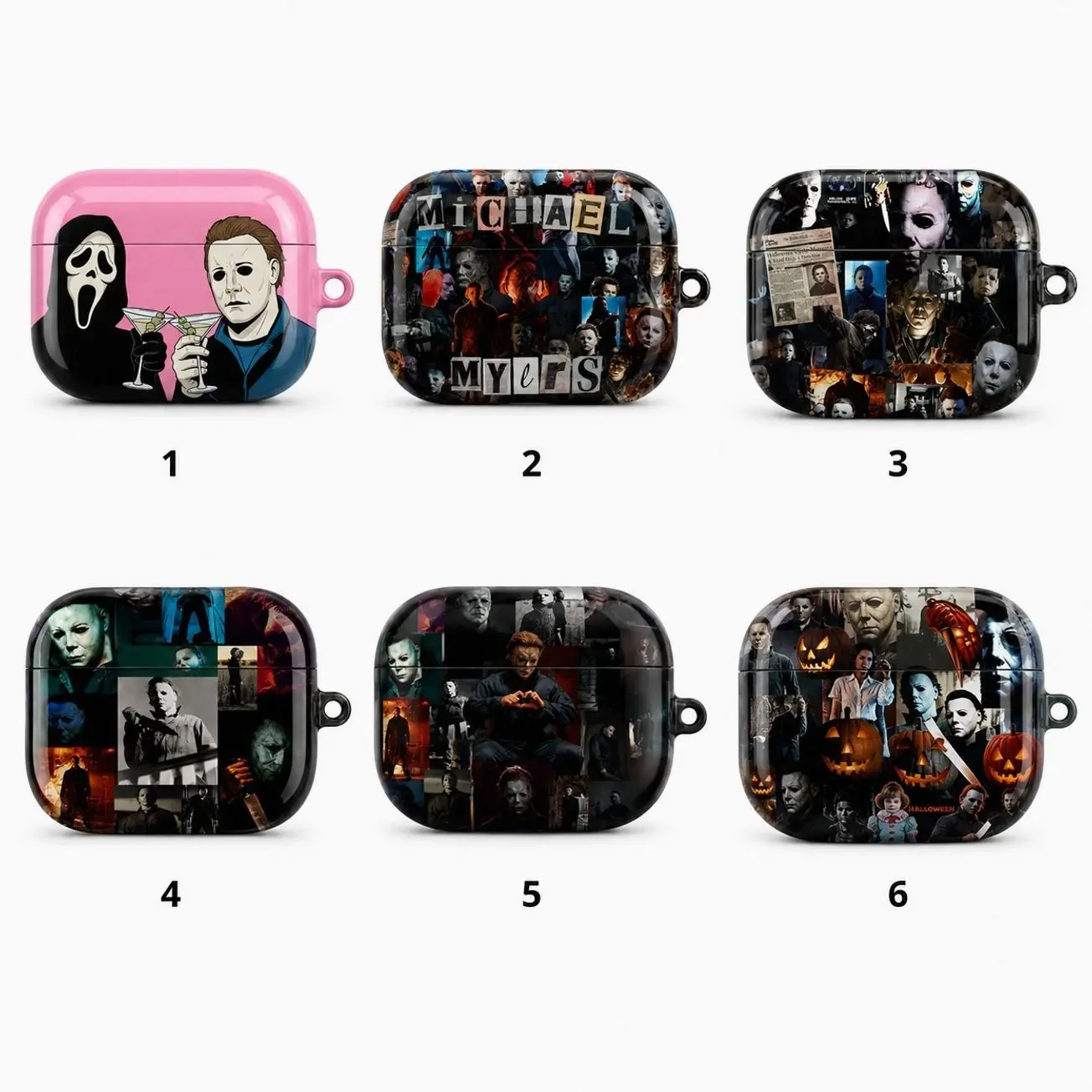 Retro Halloween Mask AirPods Case, Dark Horror Collage Earbuds Cover for AirPods 1 2 3 4 & Pro 1 2 3, Vintage Slasher Aesthetic Protective Case