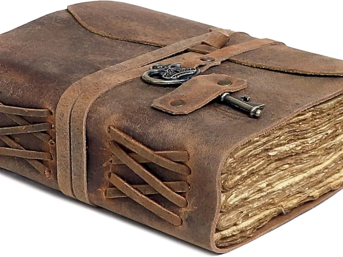 Vintage Leather Journal with Deckle Edge Paper - Antique Handmade Journal, 200 Pages, 5X7 Inch Vintage Leather Journal with Deckle Edge Paper - Antique Handmade Journal, 200 Pages, 5X7 Inch