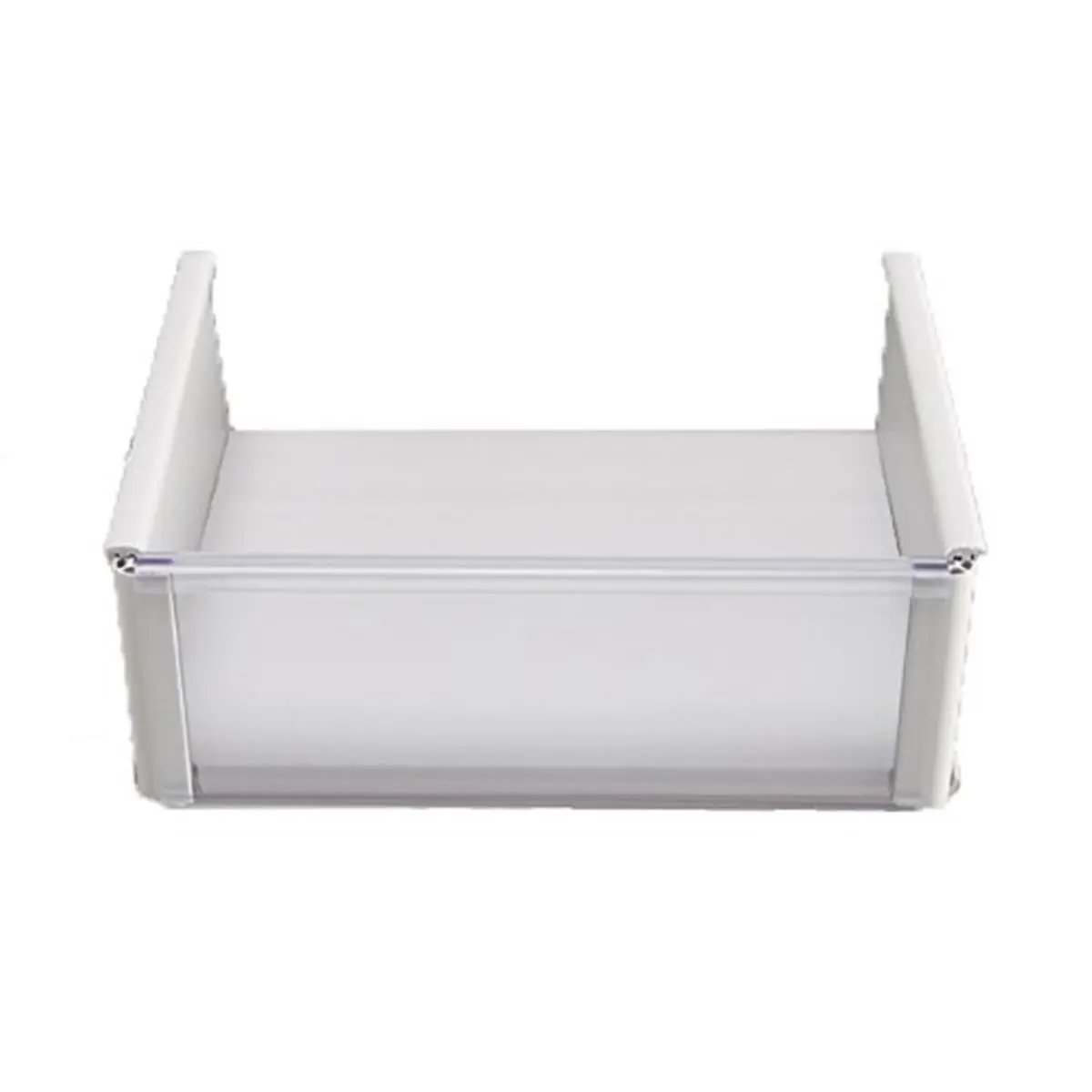 212 MAIN Wall Mount Wall Organiser Boxes - Rectangular White Plastic Basket, Transparent Front, 4x20 in Dimensions, Tool-Free Installation
