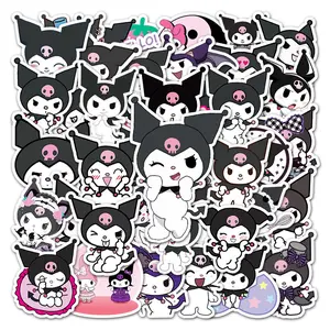 Sanrio 50 Kuromi Stickers - 50pcs Unique Variety Pack Featuring Adorable Kuromi Characters in Different Poses and Outfits for Decor and Crafts